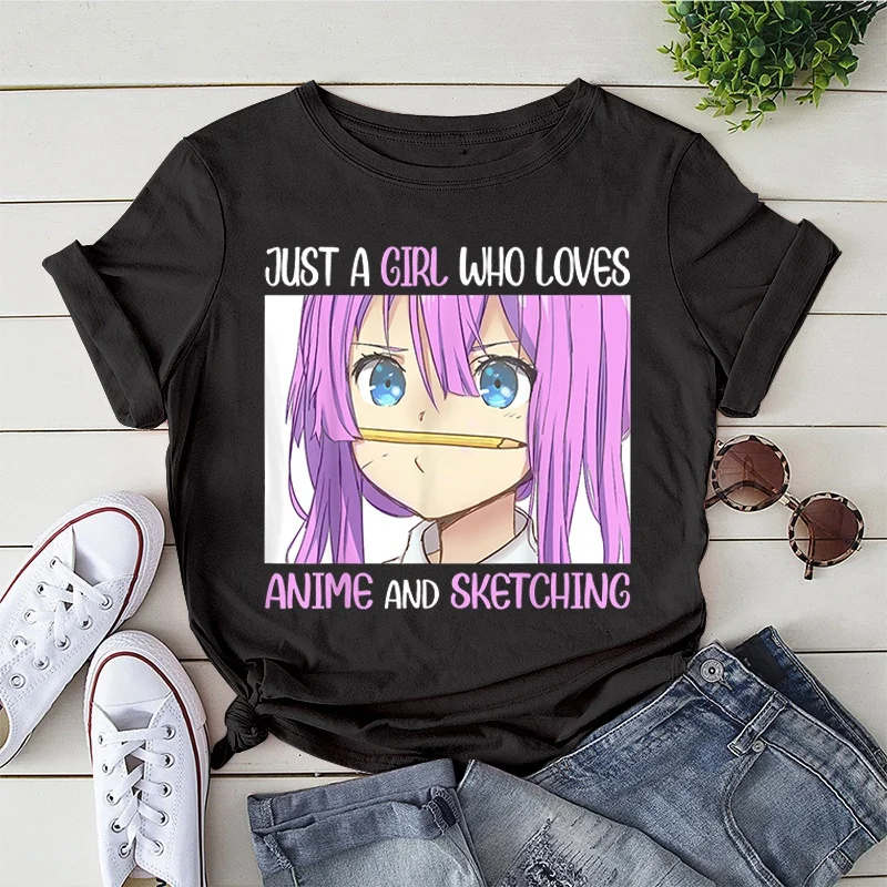 Just a Girl Who Loves Anime And Sketching T Shirt Women Fashion Round Neck Short Sleeve Teens Casual Outdoor Shirt Tee 
Just a Girl Who Loves Anime And Sketching T Shirt Women Fashion Round Neck Short Sleeve Teens Casual Outdoor Shirt Tee