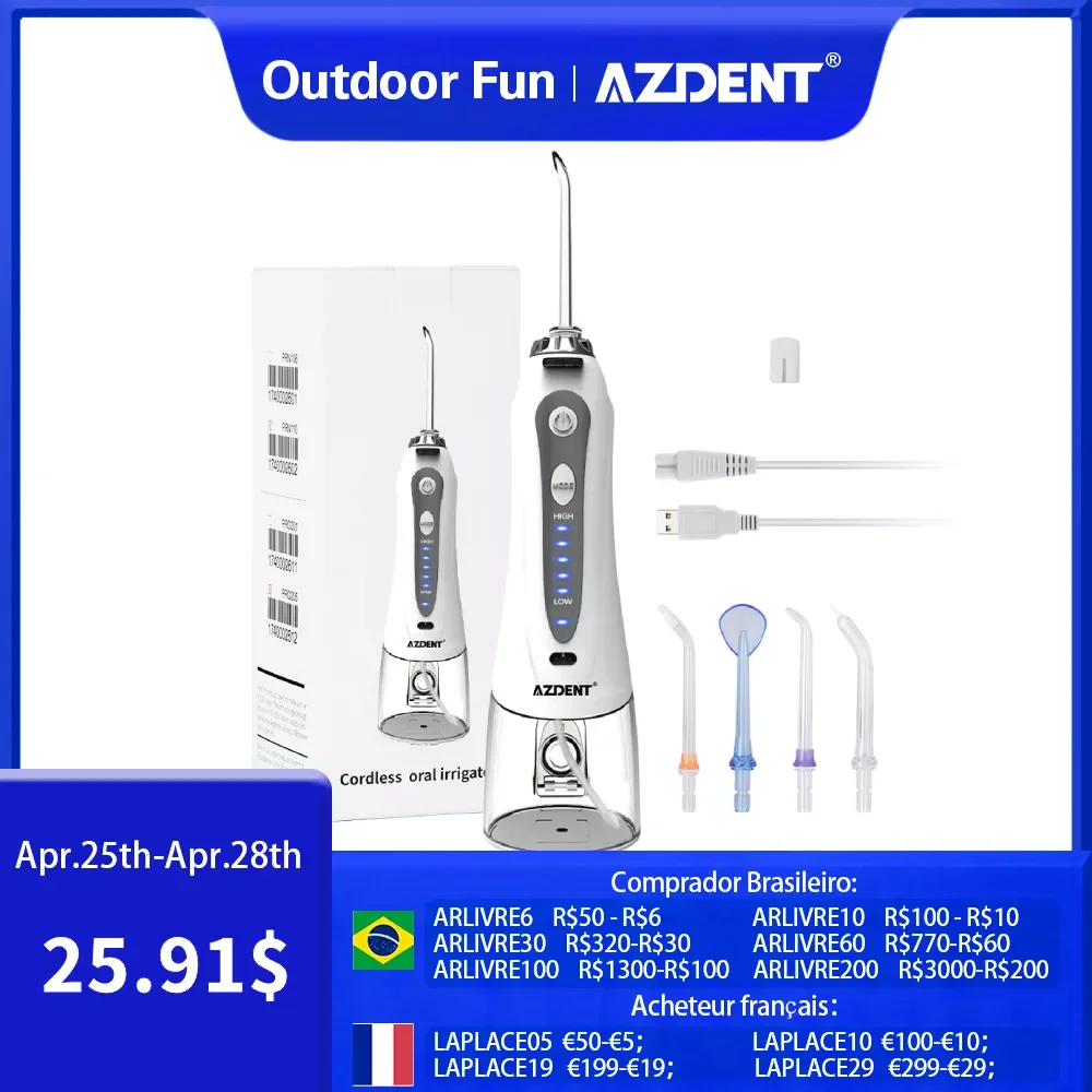 AZDENT 5 Modes Oral Irrigator 240ml Water Dental Flosser Dental Teeth Cleaner 5 Nozzle Water Jet USB Charger Irrigator with Bag
AZDENT 5 Modes Oral Irrigator 240ml Water Dental Flosser Dental Teeth Cleaner 5 Nozzle Water Jet USB Charger Irrigator with Bag