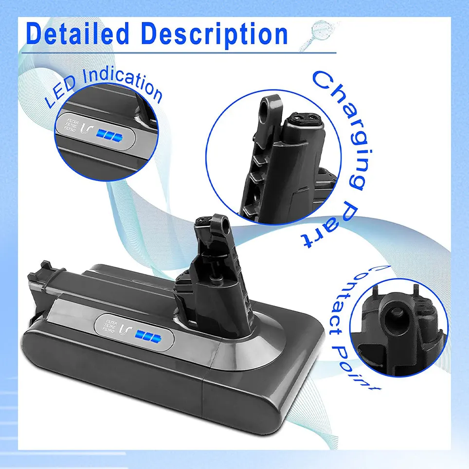 2022 25.2V V10replacementbattery, compatible with V10 Animal V10Fluffy V10Total Clean cordless vacuum cleaner lithium-ionbattery
2022 25.2V V10replacementbattery, compatible with V10 Animal V10Fluffy V10Total Clean cordless vacuum cleaner lithium-ionbattery