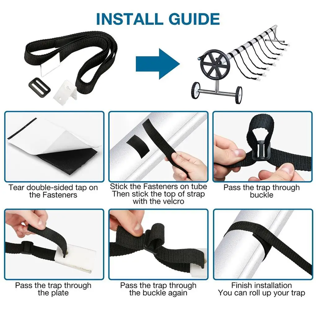 Universal Pool Cover Roller Attachment Solar Blanket Straps Clip Punching Design Tight Connection Nylon Belt Kit Accessory
Universal Pool Cover Roller Attachment Solar Blanket Straps Clip Punching Design Tight Connection Nylon Belt Kit Accessory
