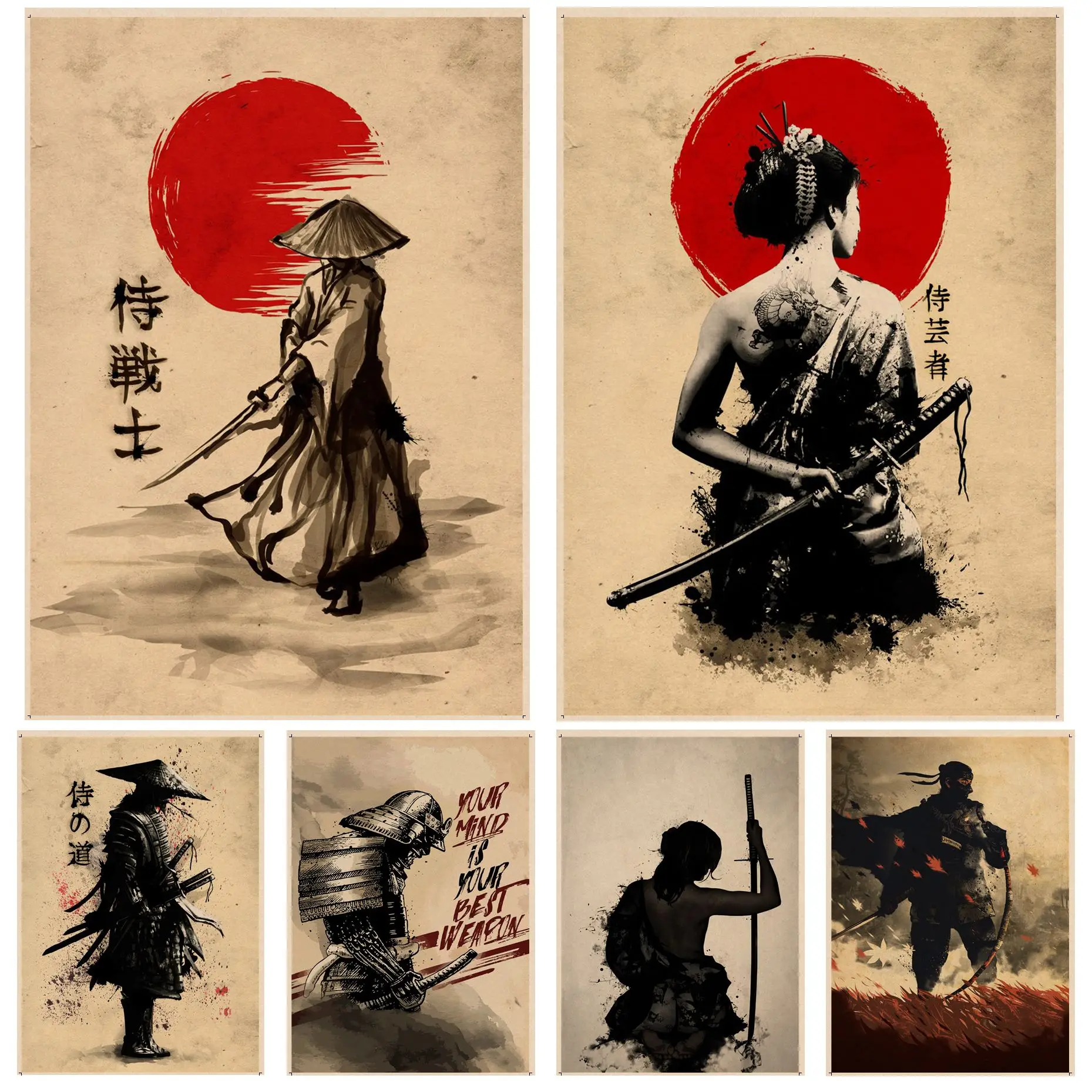 Vintage Japanese Samurai Art Poster Retro Kraft Paper Sticker DIY Room Bar Cafe Wall Decor
Vintage Japanese Samurai Art Poster Retro Kraft Paper Sticker DIY Room Bar Cafe Wall Decor