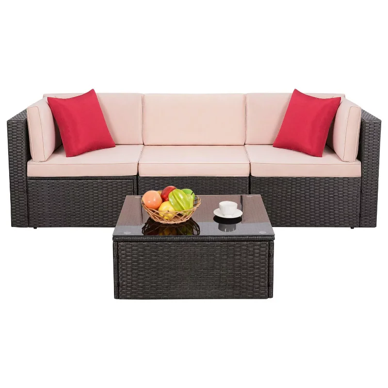 LACOO 4 Pieces Outdoor PE Wicker Conversation Set Rattan Outdoor Sectional Set with Chushions and Table(Beige)
LACOO 4 Pieces Outdoor PE Wicker Conversation Set Rattan Outdoor Sectional Set with Chushions and Table(Beige)