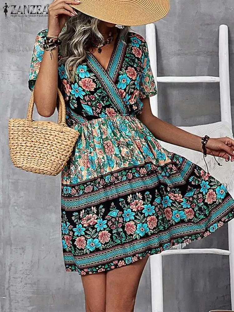 ZANZEA Women Floral Printed Dress Summer Short Sleeve V-Neck Above Knee Length Sundress Bohemian Elegant Casual Beach Robe 2022
ZANZEA Women Floral Printed Dress Summer Short Sleeve V-Neck Above Knee Length Sundress Bohemian Elegant Casual Beach Robe 2022