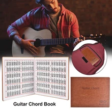 6 String Guitar Chord Book PU Leather Cover Folk Vintage Electric Guitar Portable Folding Paperback Chord Chart Exercise Sheet