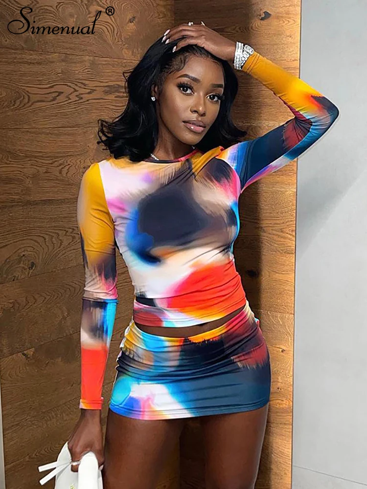 Simenual Colorful Tie Dye Womens Two Peice Sets Slender Long Sleeve Crewneck T-shirt Hip Skirt Ladies Co-ord Suits Streetwear
Simenual Colorful Tie Dye Womens Two Peice Sets Slender Long Sleeve Crewneck T-shirt Hip Skirt Ladies Co-ord Suits Streetwear