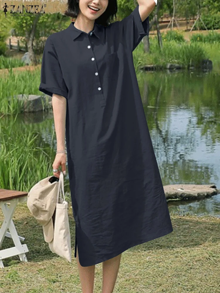 ZANZEA Women Dress Female 2023 Elegant Vintage Lapel Neck Half Sleeve Vestidos Casual Beach Summer Sundress OL Work Robe 5XL
ZANZEA Women Dress Female 2023 Elegant Vintage Lapel Neck Half Sleeve Vestidos Casual Beach Summer Sundress OL Work Robe 5XL