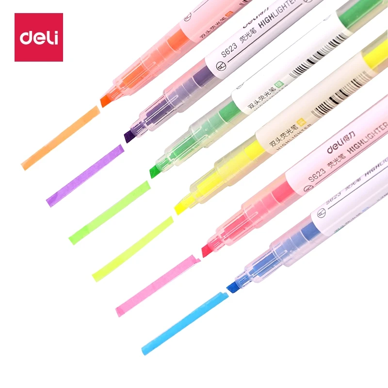 Deli 1 Set Highlighter Double-headed 6 Colors/Bag Pen 1-4mm Chisel Tip Student Stationery S627
Deli 1 Set Highlighter Double-headed 6 Colors/Bag Pen 1-4mm Chisel Tip Student Stationery S627