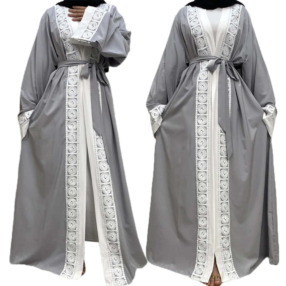 

2023 Latest Muslim Abayas for Women Islamic Embroidery Kimono Robe Modest Dress Long Elegant Cardigans Clothing Front Open Abaya