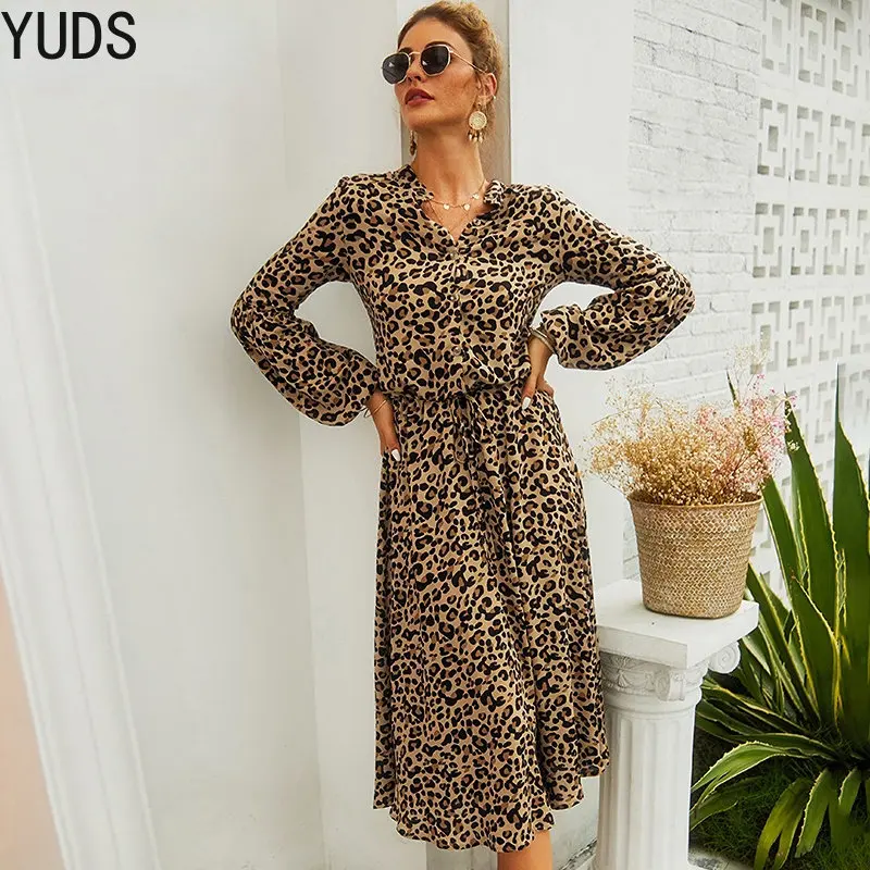 Fall Leopard Long Sleeve Midi Dress Women 2023 Fashion Casual Autumn Vintage Green Print Dresses Elegant Vestidos Ladies Clothes
Fall Leopard Long Sleeve Midi Dress Women 2023 Fashion Casual Autumn Vintage Green Print Dresses Elegant Vestidos Ladies Clothes