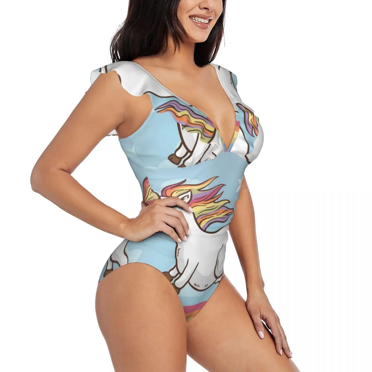 Women Happy Unicorn On Rainbow One Piece Swimwear Sexy Ruffle Swimsuit Summer Beach Wear Slimming Bathing Suit
Women Happy Unicorn On Rainbow One Piece Swimwear Sexy Ruffle Swimsuit Summer Beach Wear Slimming Bathing Suit