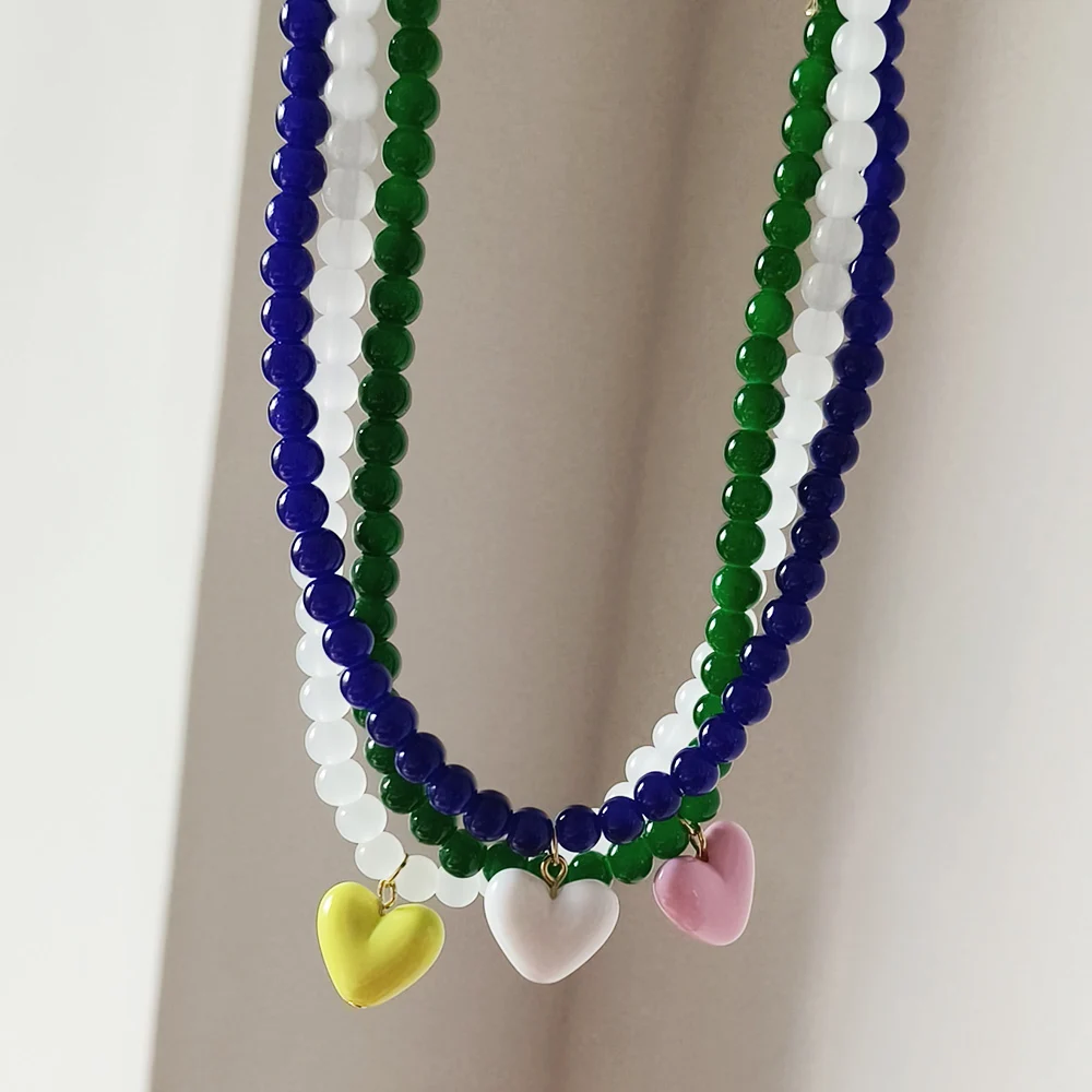 ZX Handmade Transparent Beaded Chain Short Chokers for Women Cute Candy Color Heart Pendant Necklace Wholesale Girl Jewelry Gift
ZX Handmade Transparent Beaded Chain Short Chokers for Women Cute Candy Color Heart Pendant Necklace Wholesale Girl Jewelry Gift