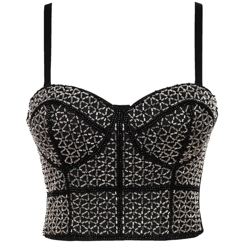Sexy Hand-made Beading Sling Vest Push Up Tube Night Club Fashion Bra Women's Corsets Top Halter Outer Wear Cropped Tops Bustier
Sexy Hand-made Beading Sling Vest Push Up Tube Night Club Fashion Bra Women's Corsets Top Halter Outer Wear Cropped Tops Bustier