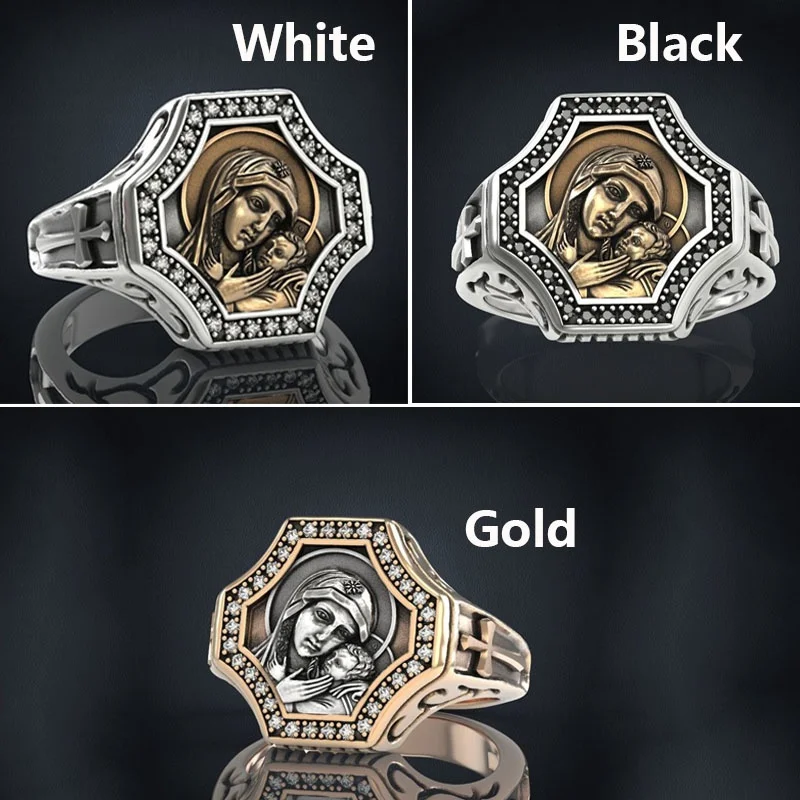 Western Style Antique Virgin Mary Baby Christian Cross Polygon Face Rings for Women Men Anniversary Party Gift Mother's Jewelry
Western Style Antique Virgin Mary Baby Christian Cross Polygon Face Rings for Women Men Anniversary Party Gift Mother's Jewelry