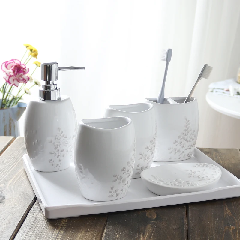 Ceramic wash bathroom four-piece furniture decoration wash bathroom toiletries gift set mug bathroom accessories
Ceramic wash bathroom four-piece furniture decoration wash bathroom toiletries gift set mug bathroom accessories