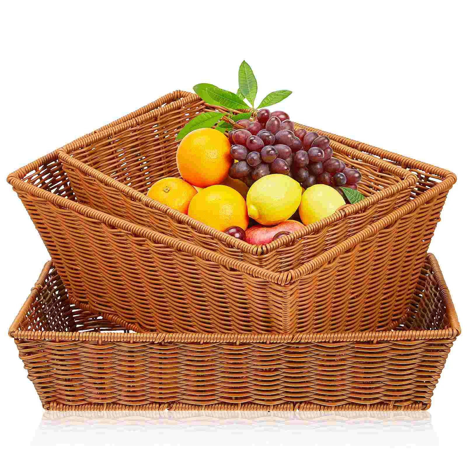 3 Pcs Bread Baskets Kitchen Display Basket Square Rattan Basket Iron Frame Rattan Basket Storage Decorative Baskets 
3 Pcs Bread Baskets Kitchen Display Basket Square Rattan Basket Iron Frame Rattan Basket Storage Decorative Baskets