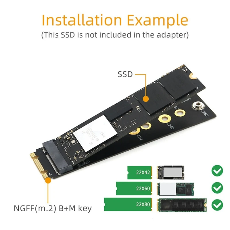 M.2 (NGFF) Key B+M To Key M Adapter New Version Black M.2 NGFF SSD Adapter For PCI-E Bus SSD
M.2 (NGFF) Key B+M To Key M Adapter New Version Black M.2 NGFF SSD Adapter For PCI-E Bus SSD