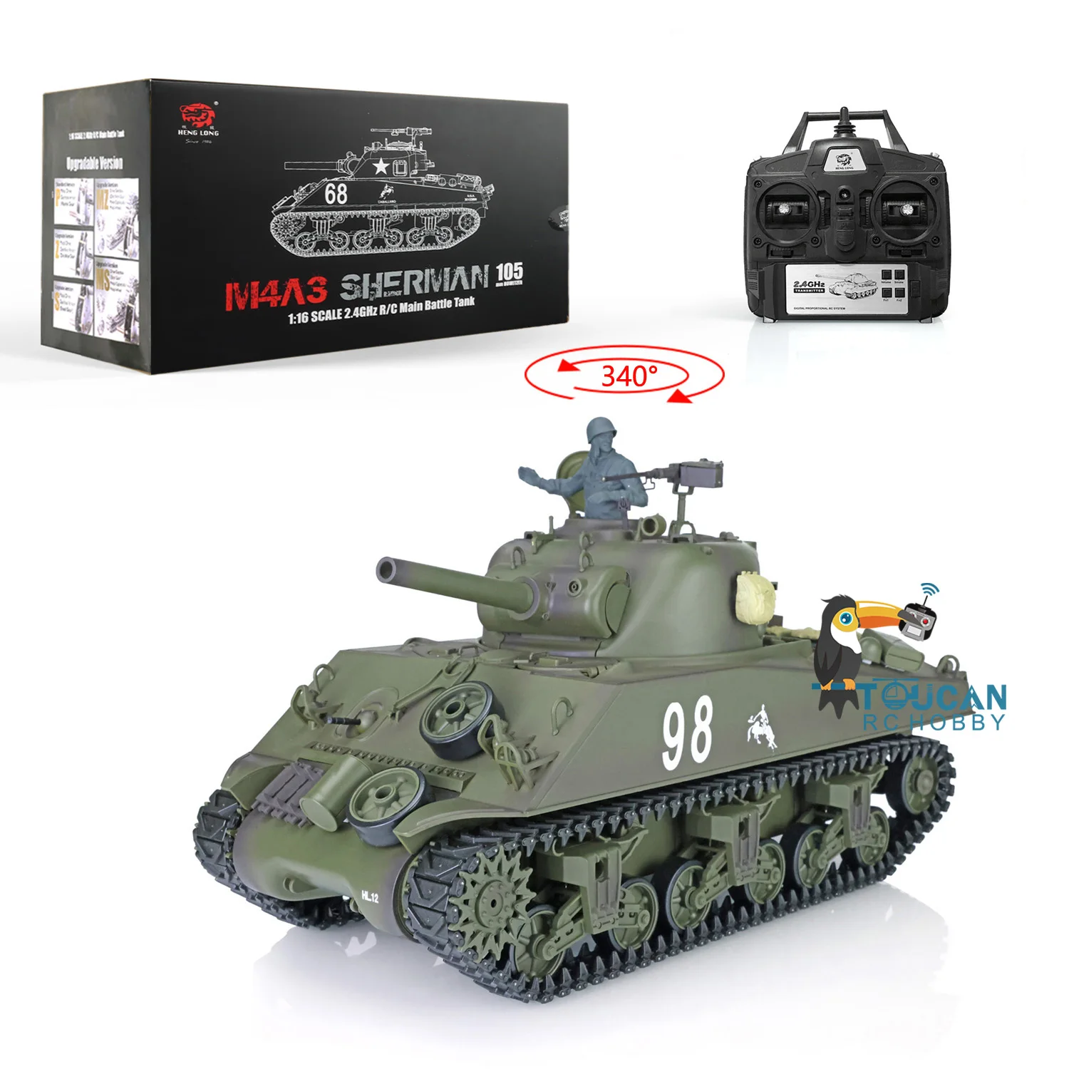 

HENG LONG 1/16 TK7.0 M4A3 Sherman Tank RC Military Car Toys IR BB Airsoft Smoke Sound 3898 BB Shooting Speaker TH17665-SMT4