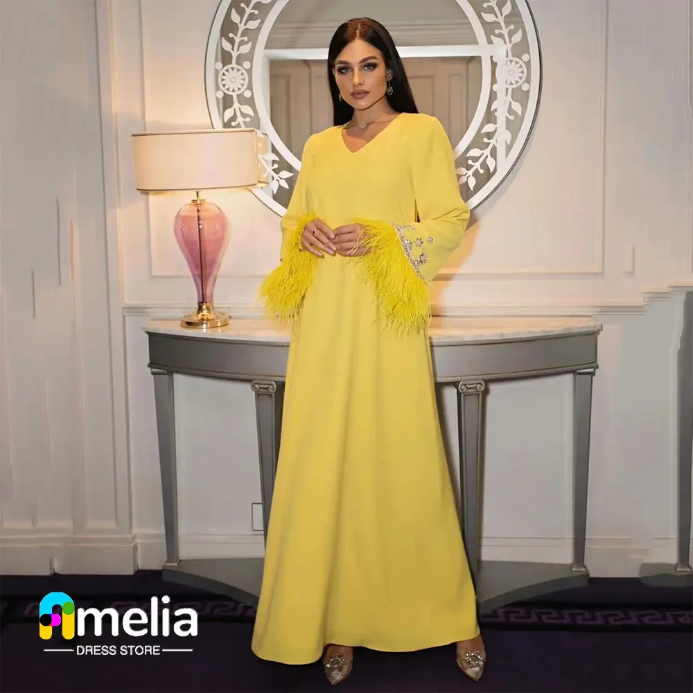 Amelia V Neckline Prom Dress Long Sleeves Ankle Length Evening Dress With Summer Women Wedding Party Formal Gowns Arabia
Amelia V Neckline Prom Dress Long Sleeves Ankle Length Evening Dress With Summer Women Wedding Party Formal Gowns Arabia