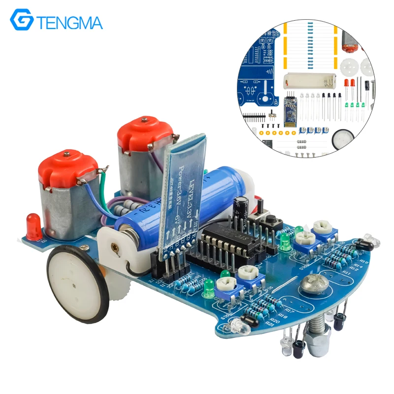 D2-6 Bluetooth remote control car kit gravity induction track obstacle avoidance C51 single-chip microcomputer intelligent car w
D2-6 Bluetooth remote control car kit gravity induction track obstacle avoidance C51 single-chip microcomputer intelligent car w