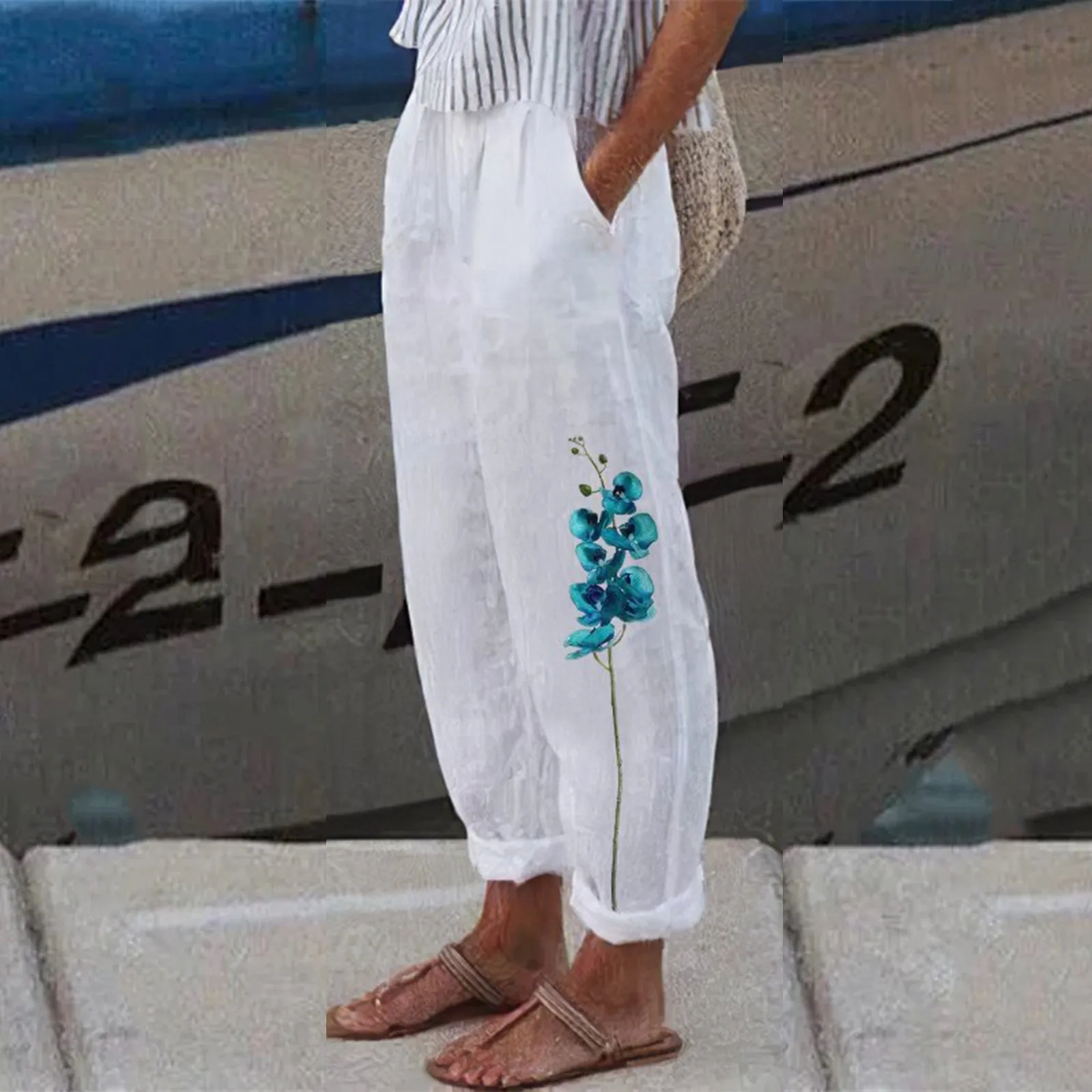 Vintage Floral Print Cotton Linen Pants Women Spring Casual Loose Comfy Mid Waist Trousers Ladies Summer Fashion Straight Pants
Vintage Floral Print Cotton Linen Pants Women Spring Casual Loose Comfy Mid Waist Trousers Ladies Summer Fashion Straight Pants