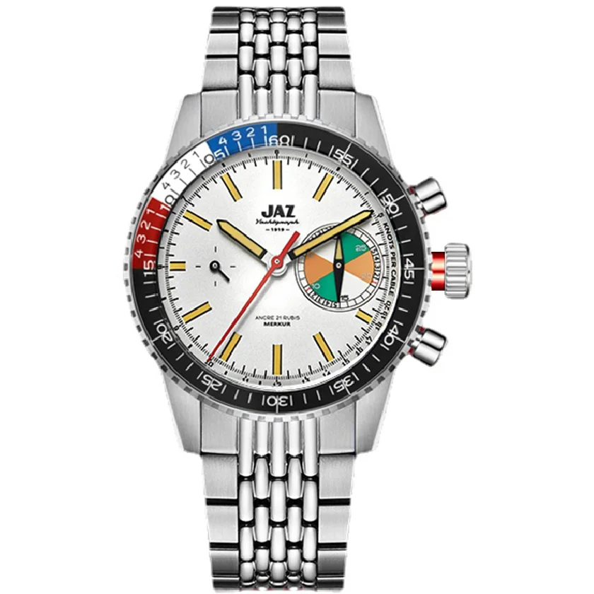 

New JAZ MERKUR Skin Diver Yatch Handwinding Watch Vintage Inspired Mens Chronograph Yatch Watch Seagull ST1901 Movement