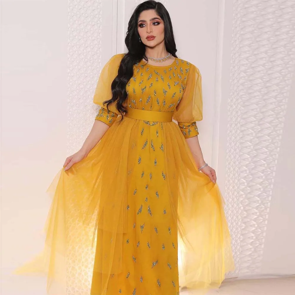 Elegant Dress Round Neck Puff Sleeve Waist Mesh Dress Temperament Middle East Hijab Morocca Kaftan Jellaba Femme 2022 Vestiods
Elegant Dress Round Neck Puff Sleeve Waist Mesh Dress Temperament Middle East Hijab Morocca Kaftan Jellaba Femme 2022 Vestiods