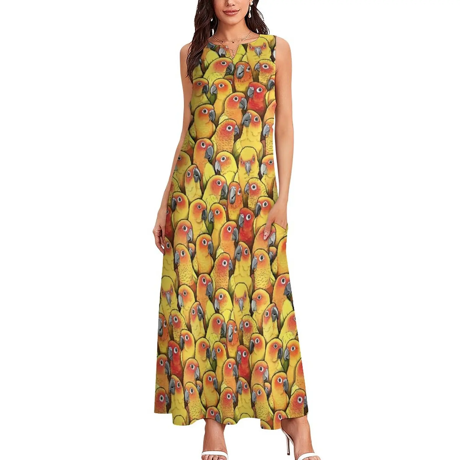 Yellow Parrot Dress Sun Conures Print Cute Maxi Dress Street Wear Casual Long Dresses Female V Neck Printed Oversize Vestidos
Yellow Parrot Dress Sun Conures Print Cute Maxi Dress Street Wear Casual Long Dresses Female V Neck Printed Oversize Vestidos