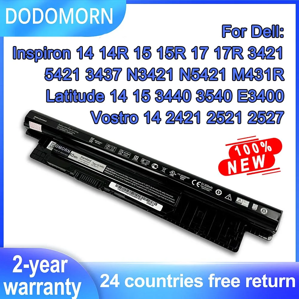 

Аккумулятор DODOMORN XCMRD для ноутбука Dell Inspiron 14 3421 5421 15 3521 5521 17 3721 5721 Vostro 2521 2421 Latitude 3440 3540 40Wh