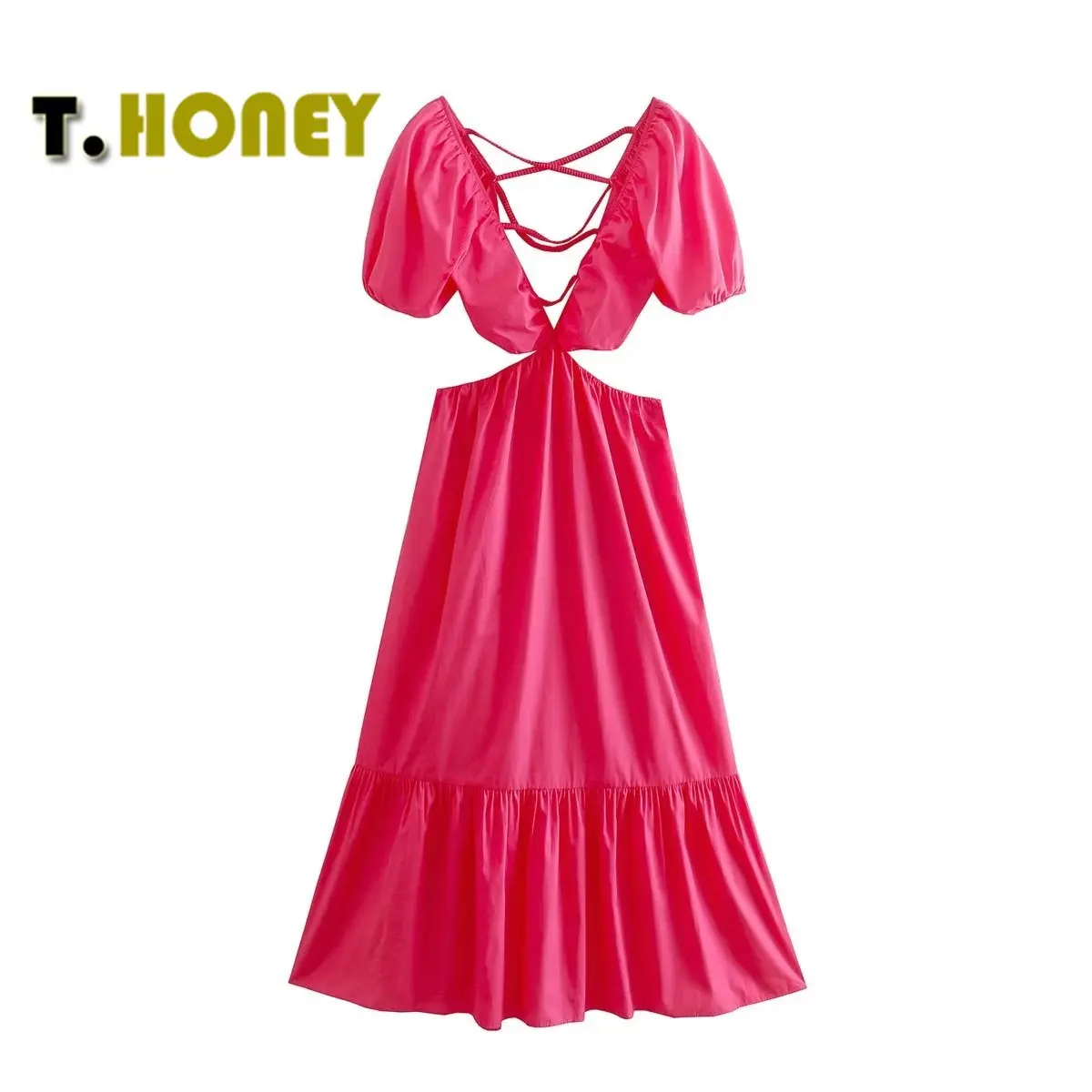 Women Summer Fashion V-Neck Hollow Out Dress Holiday Wind Cross Lace Up Backless Slim Beach Chic Dress Female
Women Summer Fashion V-Neck Hollow Out Dress Holiday Wind Cross Lace Up Backless Slim Beach Chic Dress Female