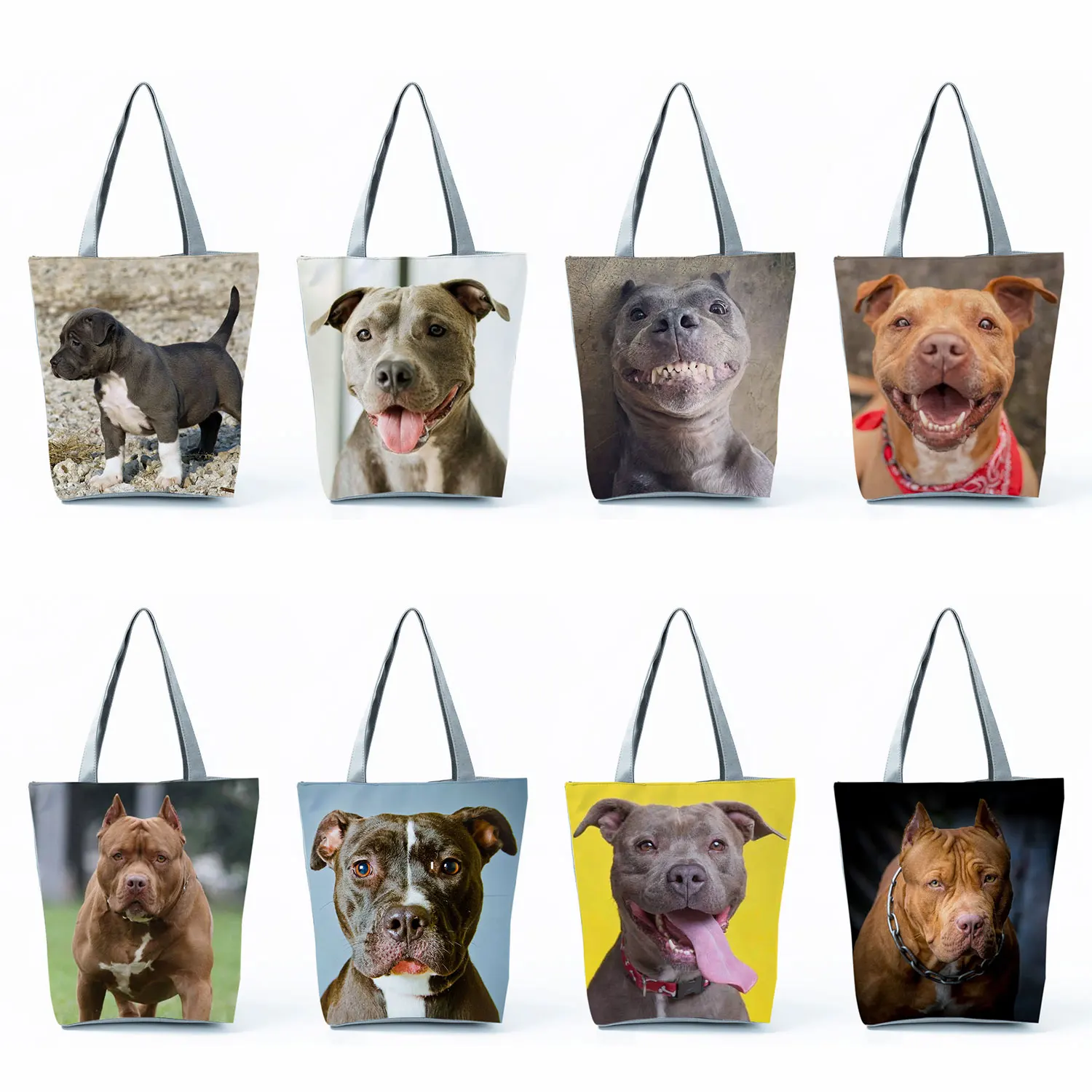 

Милые вместительные экологически чистые многоразовые сумки для покупок в виде животных, графические женские пляжные сумки-тоуты в виде бульдога