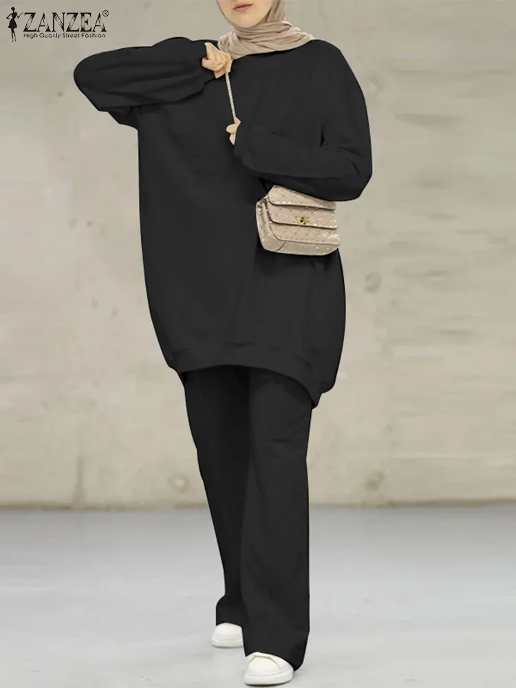 Muslim Long Sleeved O-Neck Blouse ZANZEA Women Solid Abayas kaftan Islamic Sets Femme Loose Elastic Waist Holiday Pant Oversized
Muslim Long Sleeved O-Neck Blouse ZANZEA Women Solid Abayas kaftan Islamic Sets Femme Loose Elastic Waist Holiday Pant Oversized