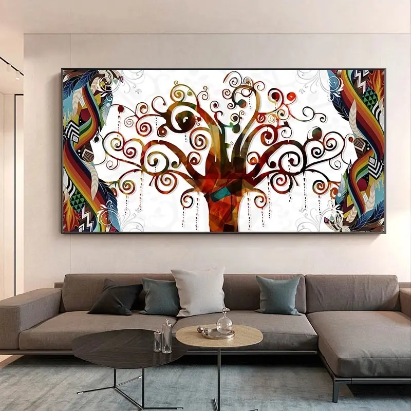 

Абстрактная картина маслом «Древо жизни», постеры и принты в скандинавском стиле, Современная гостиная, домашнее украшение, настенные художественные фрески