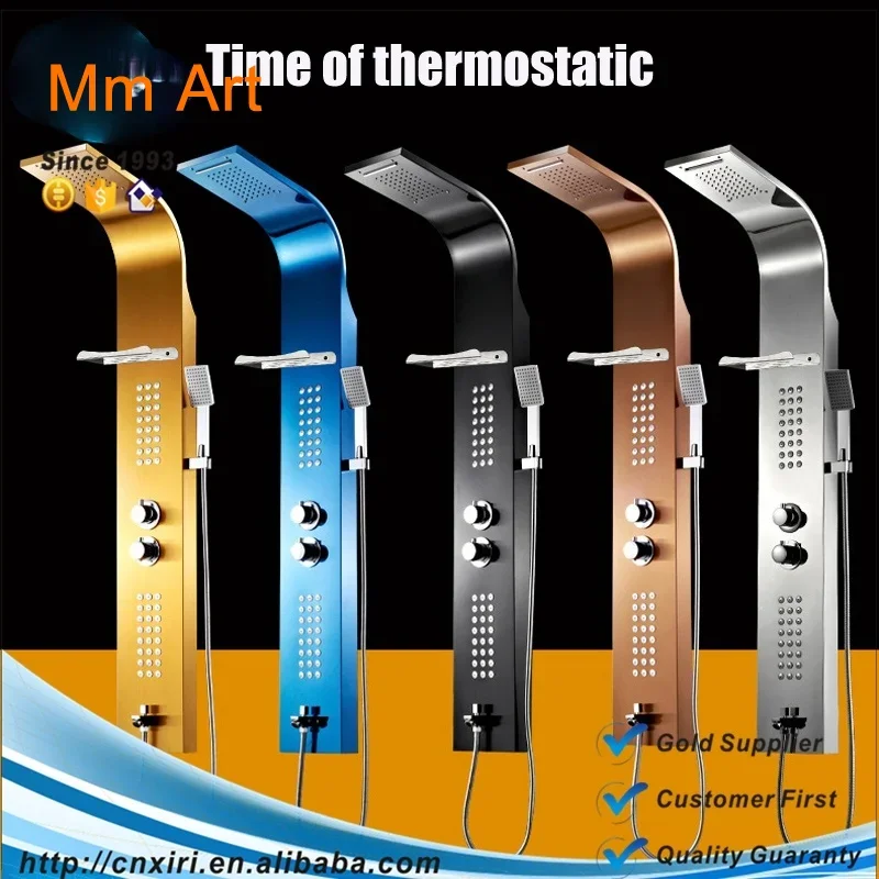 Stainless Steel Thermostatic Shower Panel Waterfall Massage Jets Shower Faucet with handshower and Shelf
Stainless Steel Thermostatic Shower Panel Waterfall Massage Jets Shower Faucet with handshower and Shelf
