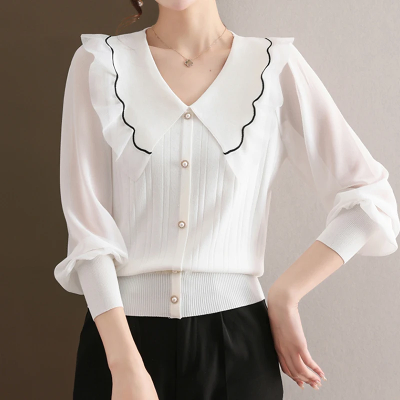 Korean Fashion Knitted Tops Female 2023 Spring Autumn New Elegant Patchwork Pullovers Sweater Women White Long Sleeve Sweaters
Korean Fashion Knitted Tops Female 2023 Spring Autumn New Elegant Patchwork Pullovers Sweater Women White Long Sleeve Sweaters