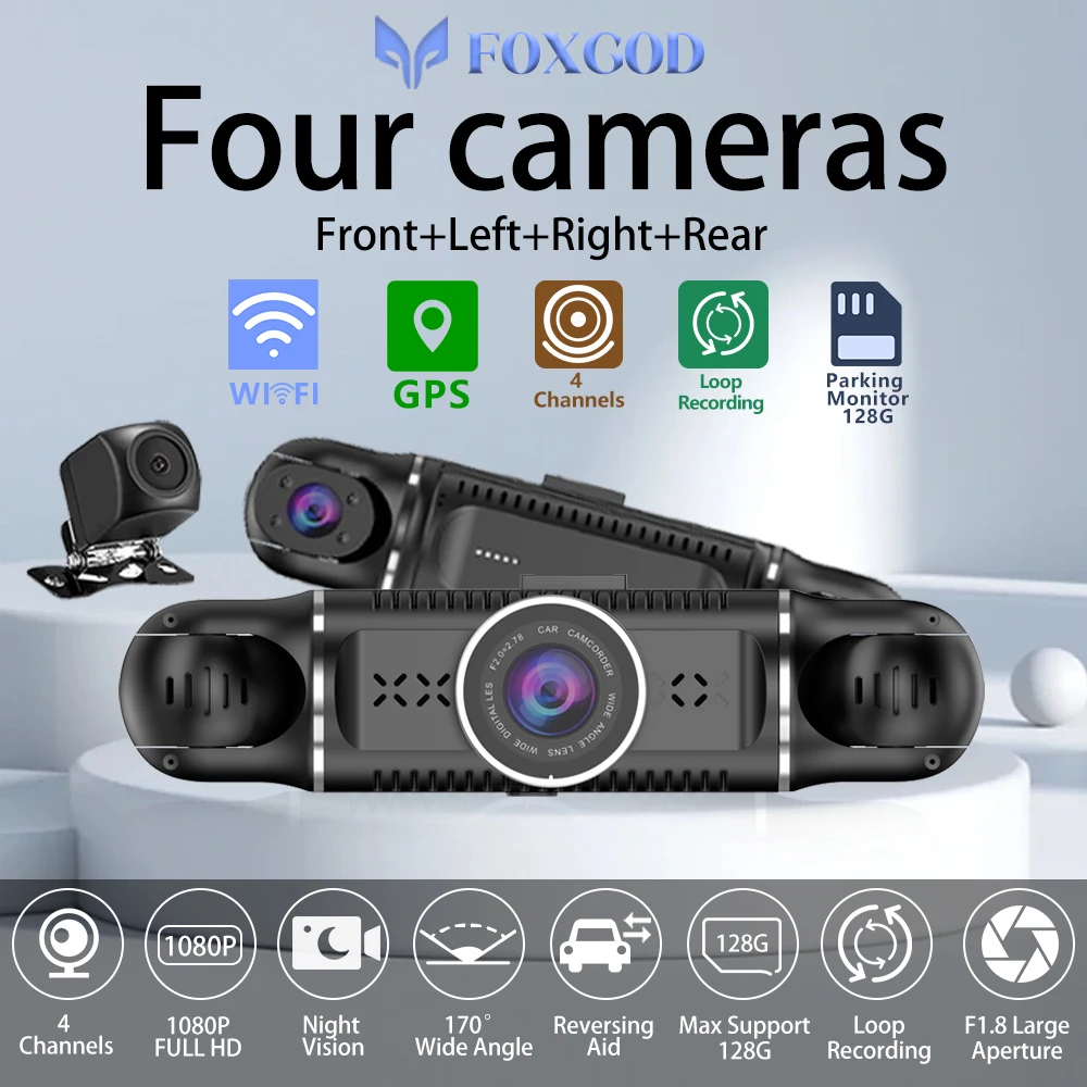 Dash Cam for Cars Camera DVR Video Recorder 4 Channel GPS WiFi 24Hr Parking Monitor Night Vision Black Box Loop Recording
Dash Cam for Cars Camera DVR Video Recorder 4 Channel GPS WiFi 24Hr Parking Monitor Night Vision Black Box Loop Recording