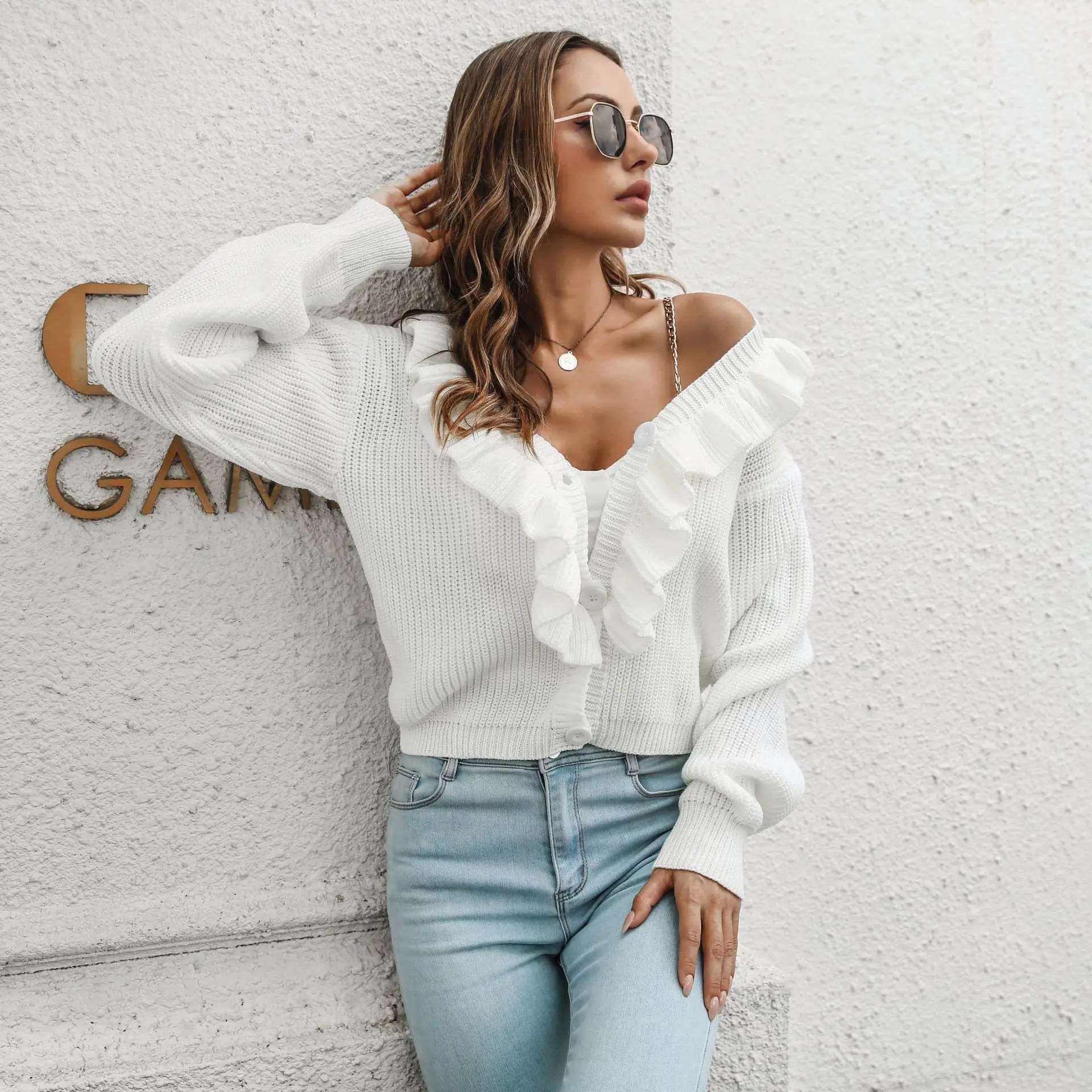 Solid Color Loose Women Knit Sweater Long Sleeve Ruffle White Elegant Casual Top Coat Autumn Winter Fashion Women's Clothing New
Solid Color Loose Women Knit Sweater Long Sleeve Ruffle White Elegant Casual Top Coat Autumn Winter Fashion Women's Clothing New