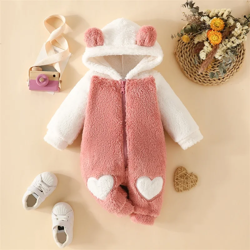 Infant Baby Winter Warm Fuzzy Jumpsuit, Cute Cartoon Bear Ear Snowsuit Newborn Hooded Romper Coat Long Sleeve Closure Playsuit
Infant Baby Winter Warm Fuzzy Jumpsuit, Cute Cartoon Bear Ear Snowsuit Newborn Hooded Romper Coat Long Sleeve Closure Playsuit