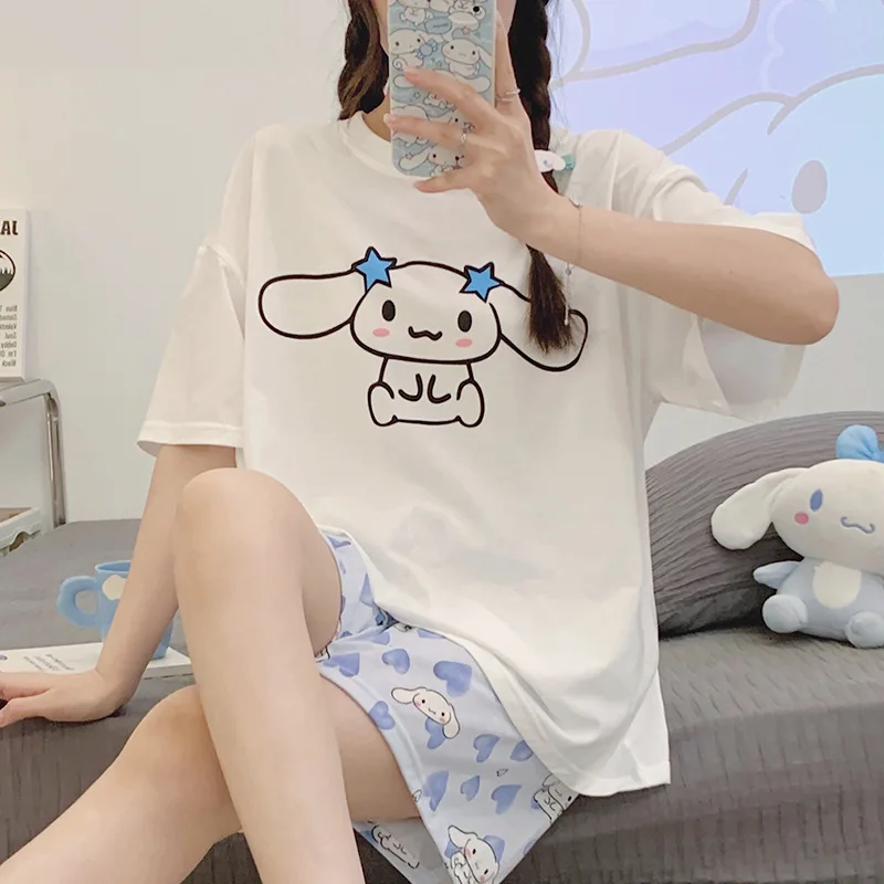 Sanrioed Kawaii аниме мультфильм пижамы женские летние хлопковые шорты с коротким рукавом милый Коричный костюм тонкая домашняя одежда
Sanrioed Kawaii аниме мультфильм пижамы женские летние хлопковые шорты с коротким рукавом милый Коричный костюм тонкая домашняя одежда