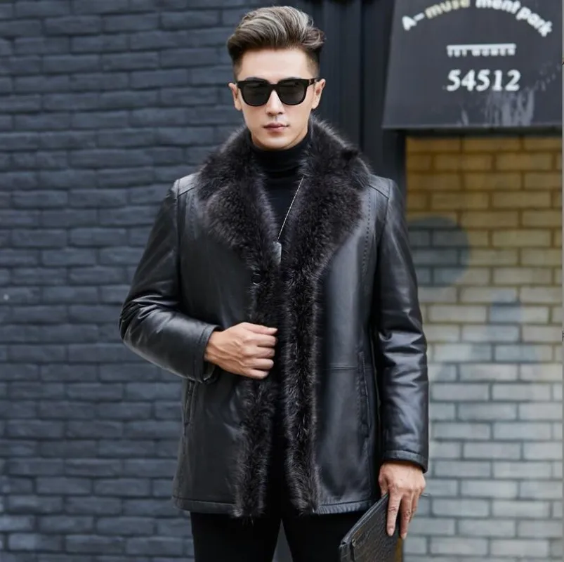 Winter New Raccoon Dog Fur collar Turn-down Men Long Style Sheep leather Male Fur Solid Color Outerwear Coat Thick Warm Parkas
Winter New Raccoon Dog Fur collar Turn-down Men Long Style Sheep leather Male Fur Solid Color Outerwear Coat Thick Warm Parkas
