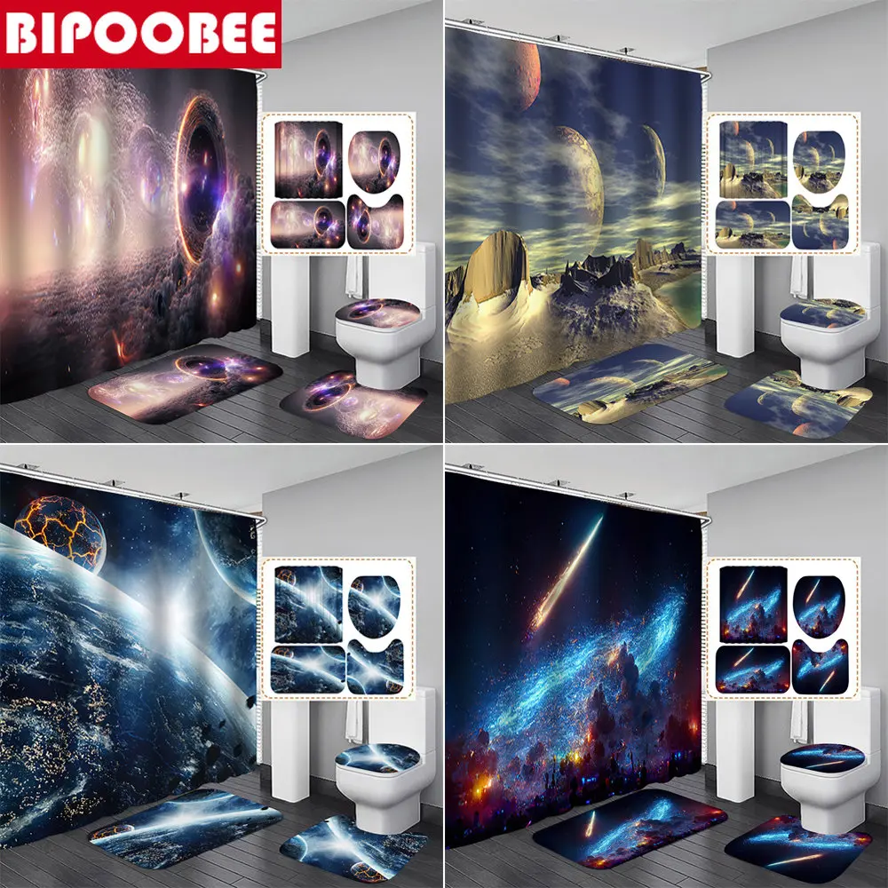 Planet Origin 3D Shower Curtains Star Universe Scenery Bathroom Curtain Toilet Lid Cover Bath Mats Rugs Non-slip Carpet
Planet Origin 3D Shower Curtains Star Universe Scenery Bathroom Curtain Toilet Lid Cover Bath Mats Rugs Non-slip Carpet