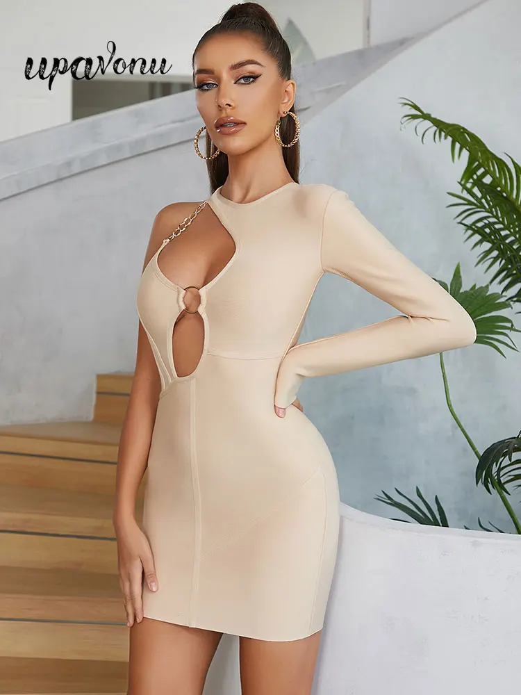 2023 Spring Sexy Women's Bandage Dress O-Neck One Shoulder Sleeve Hollow out Bodycon Mini Dress Celebrity Evening Party Vestidos
2023 Spring Sexy Women's Bandage Dress O-Neck One Shoulder Sleeve Hollow out Bodycon Mini Dress Celebrity Evening Party Vestidos