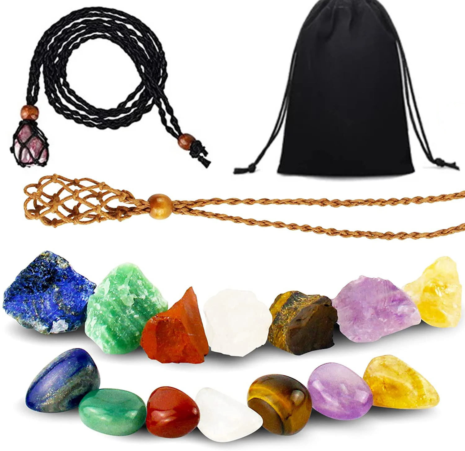 7 Chakra Stones Set Healing Crystal Necklace Cord Empty Meditation Stone Holder Quartz Reiki Energy Crystal Spiritual Jewelry
7 Chakra Stones Set Healing Crystal Necklace Cord Empty Meditation Stone Holder Quartz Reiki Energy Crystal Spiritual Jewelry