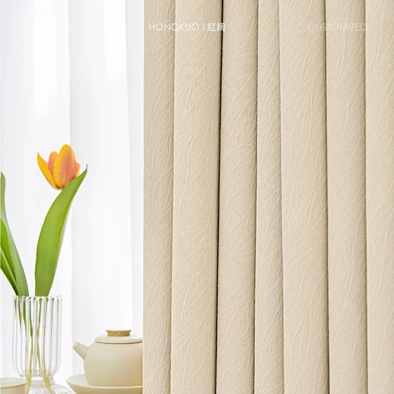 

20559-STB-White Tulle Curtains for Living Room Luxury Crumpled Semi Sheer Curtain Bedroom Window Pleated Texture