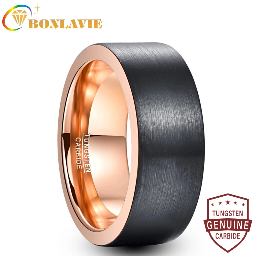BONLAVIE 8mm Width Tungsten Steel Ring Outer Surface Brushed Black Plating + Rose Gold Color Tungsten Carbide Ring Size 7-12
BONLAVIE 8mm Width Tungsten Steel Ring Outer Surface Brushed Black Plating + Rose Gold Color Tungsten Carbide Ring Size 7-12