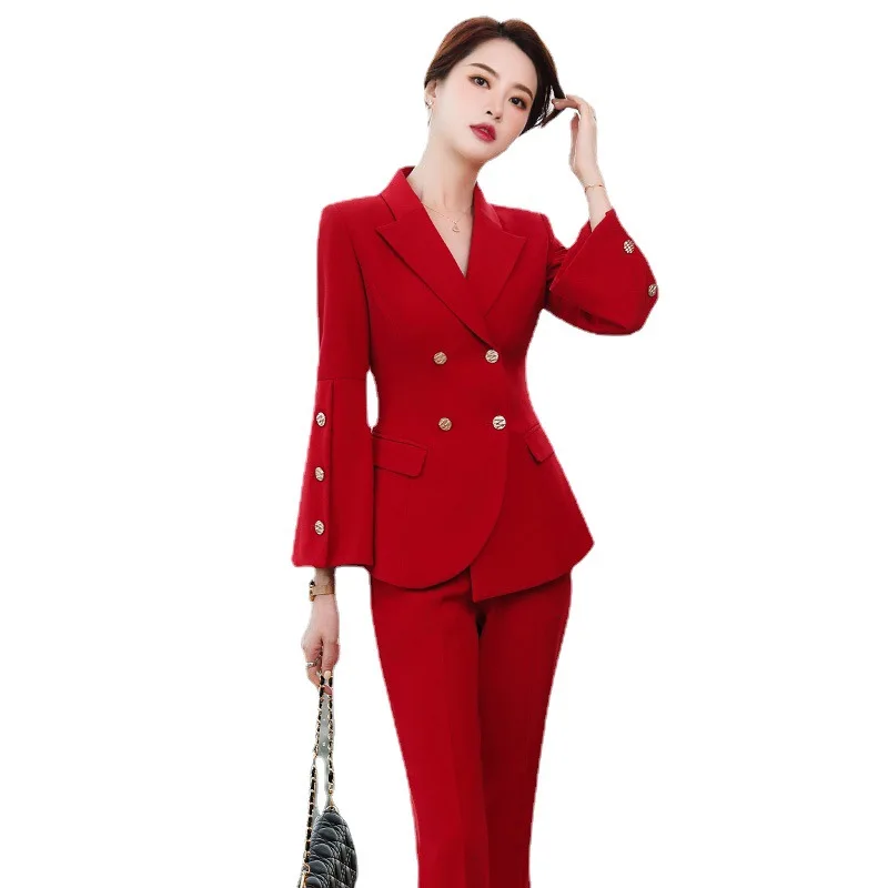 Женский костюм, красная офисная профессиональная одежда, новый стиль, костюм с брюками, костюм, темпераментные женские костюмы, офисные комплекты, костюм из двух предметов 
Женский костюм, красная офисная профессиональная одежда, новый стиль, костюм с брюками, костюм, темпераментные женские костюмы, офисные комплекты, костюм из двух предметов