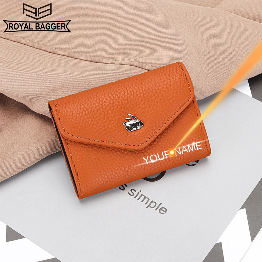 

Royal Bagger Litchi Pattern Short Small Card Holder for Women Genuine Cow Leather Fashion Cute Coin Purse 601