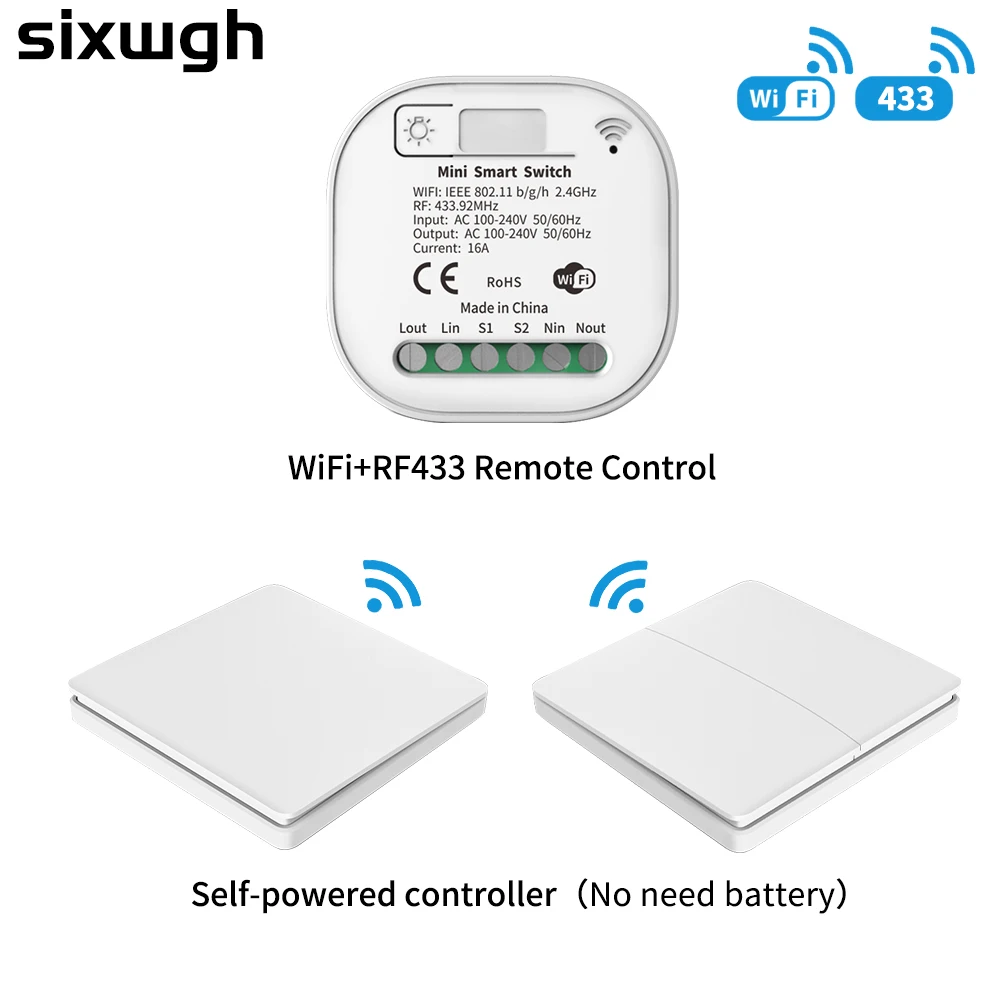 SIXWGH 16A WIFI Switch Smart Home Tuya App No Battery No Wiring Light Switch 1 2 Gang Switches
SIXWGH 16A WIFI Switch Smart Home Tuya App No Battery No Wiring Light Switch 1 2 Gang Switches