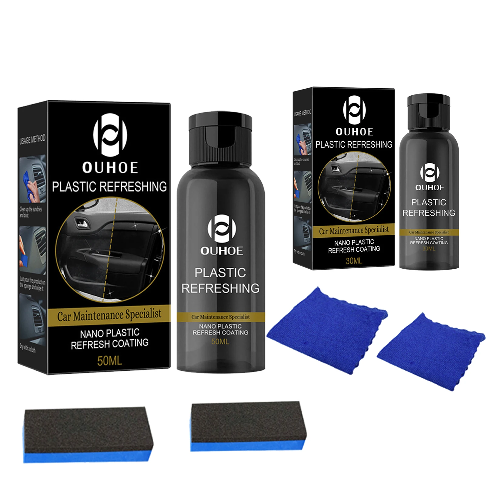 30ml/50ml Automotive Plastic Refresh Coating Agent Interior Cleaning Agent with Sponge and Non-dust Cloth for Rubber Leather
30ml/50ml Automotive Plastic Refresh Coating Agent Interior Cleaning Agent with Sponge and Non-dust Cloth for Rubber Leather
