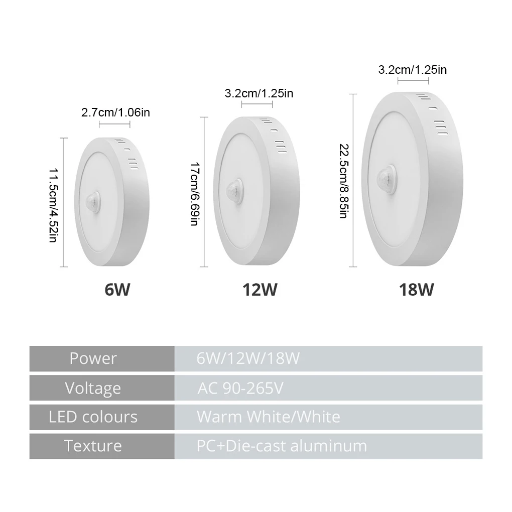 Ceiling Light Motion Sensor 6000K-6500K Lighting Hallway Lamp Infrared LED Automatic Light White 6W
Ceiling Light Motion Sensor 6000K-6500K Lighting Hallway Lamp Infrared LED Automatic Light White 6W