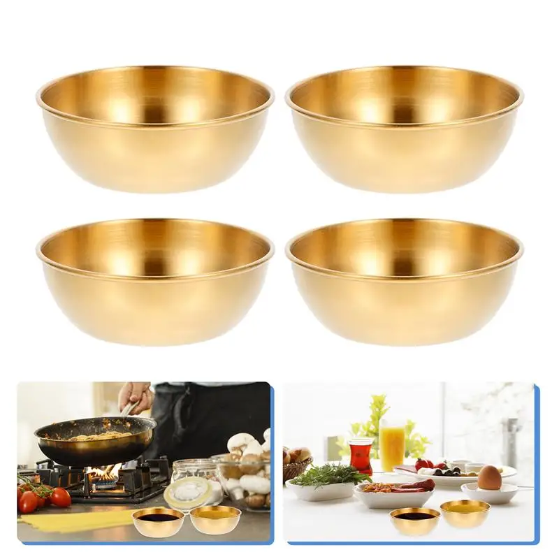

4pcs Appetizer Serving Tray Stainless Steel Sauce Dishes Spice Dish Plates Sauce Plates Dish Seasoning Dish Plates Tableware